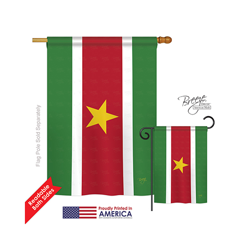 08253 Suriname 2-Sided Vertical Impression House Flag - 28 x 40 in.