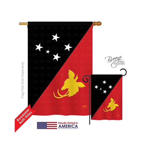 08260 Papua New Guinea 2-Sided Vertical Impression House Flag - 28 x 40 in.