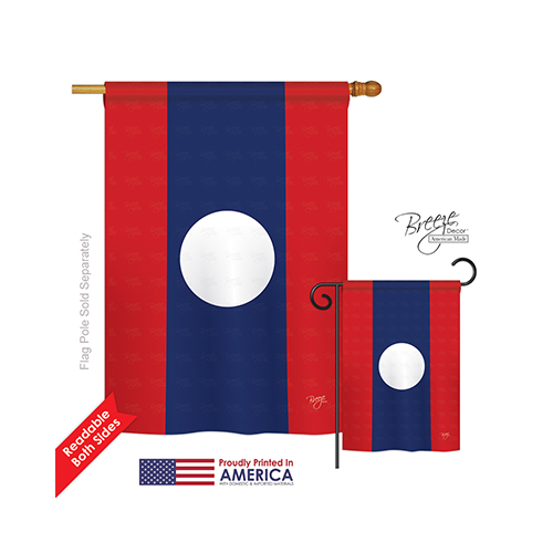 08262 Laos 2-Sided Vertical Impression House Flag - 28 x 40 in.