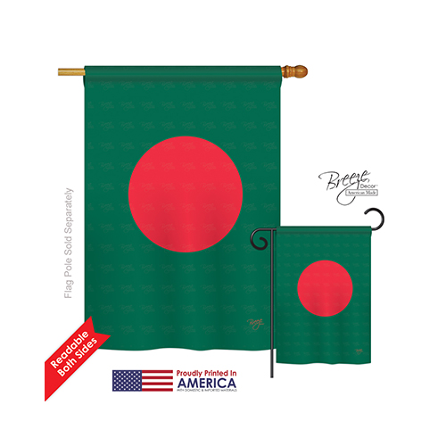 08263 Bangladesh 2-Sided Vertical Impression House Flag - 28 x 40 in.