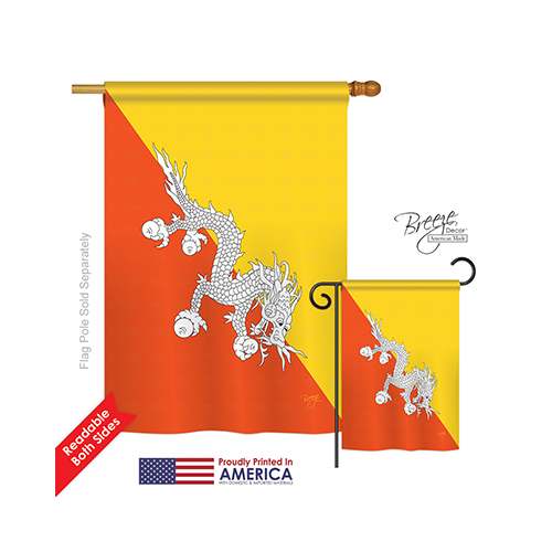08274 Bhutan 2-Sided Vertical Impression House Flag - 28 x 40 in.