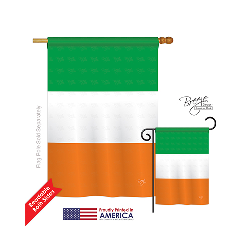 08279 Ireland Country 2-Sided Vertical Impression House Flag - 28 x 40 in.