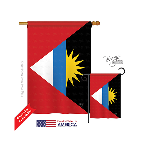08281 Antigua & Barbuda 2-Sided Vertical Impression House Flag - 28 x 40 in.