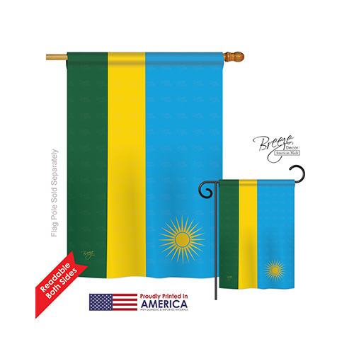 08292 Rwanda 2-Sided Vertical Impression House Flag - 28 x 40 in.