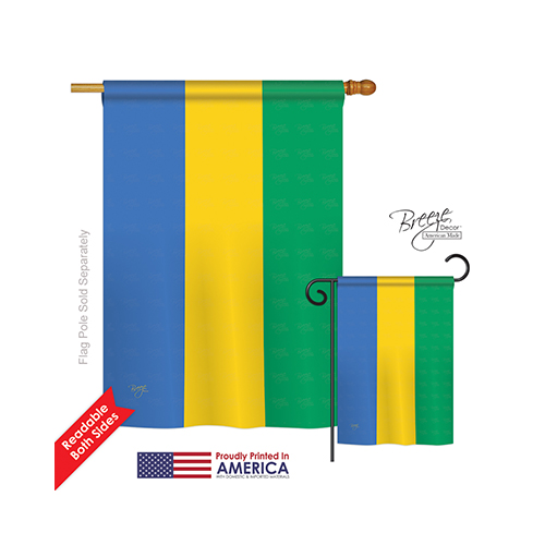 08294 Gabon 2-Sided Vertical Impression House Flag - 28 x 40 in.