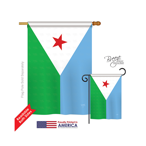 08300 Djibouti 2-Sided Vertical Impression House Flag - 28 x 40 in.