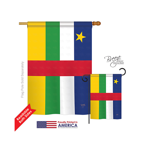 08302 Central African Republic 2-Sided Vertical Impression House Flag - 28 x 40 in.