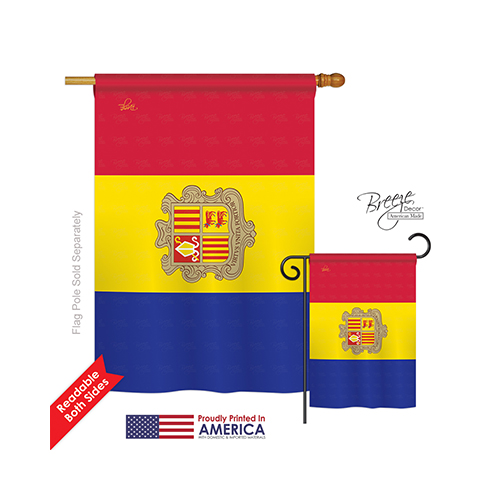 08319 Andorra 2-Sided Vertical Impression House Flag - 28 x 40 in.