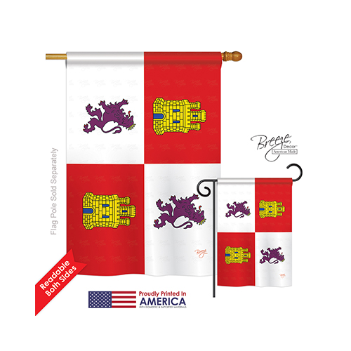 08323 Castile & Leon 2-Sided Vertical Impression House Flag - 28 x 40 in.