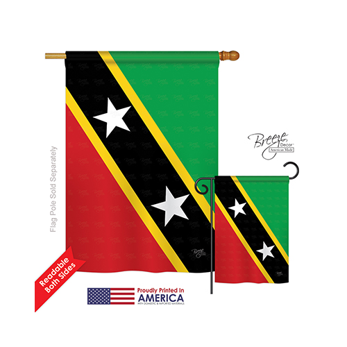 08345 Saint Kitts & Nevis 2-Sided Vertical Impression House Flag 28 x 40 in.