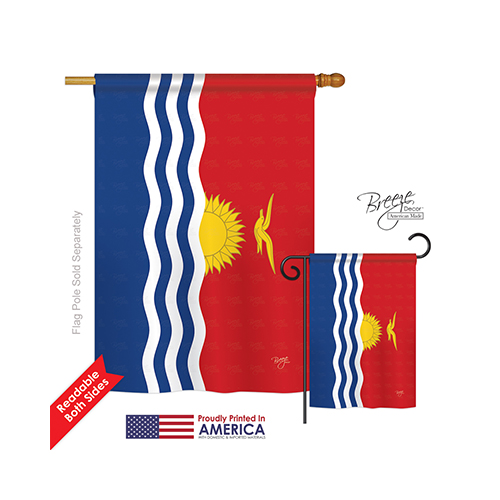 08355 Kiribati 2-Sided Vertical Impression House Flag - 28 x 40 in.