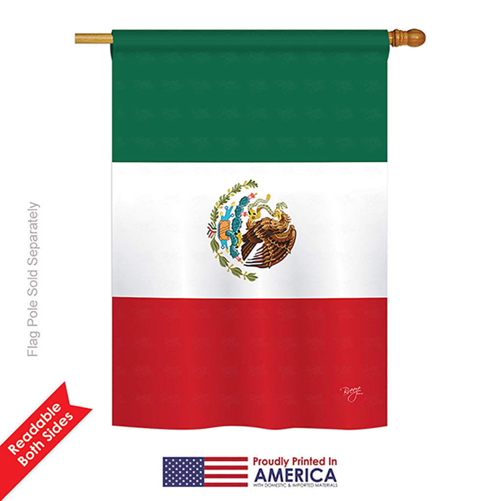 08357 Mexico Country 2-Sided Vertical Impression House Flag - 28 x 40 in.