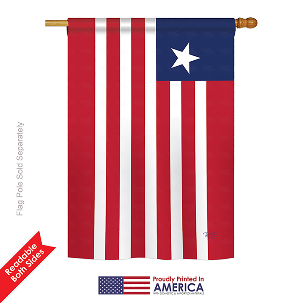 08367 Liberia 2-Sided Vertical Impression House Flag - 28 x 40 in.