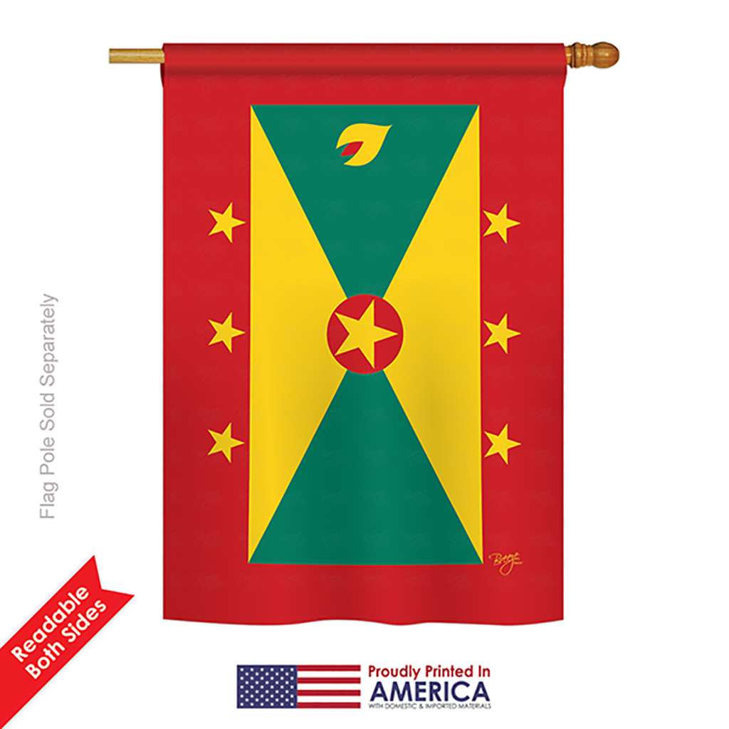 08369 Grenada 2-Sided Vertical Impression House Flag - 28 x 40 in.