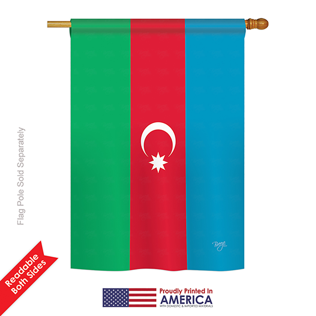 08371 Azerbaijan 2-Sided Vertical Impression House Flag - 28 x 40 in.