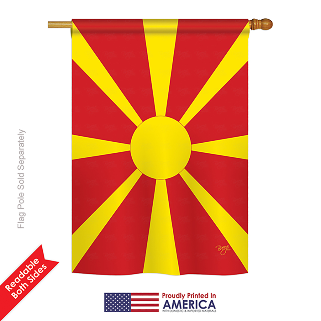 08372 Macedonia 2-Sided Vertical Impression House Flag - 28 x 40 in.