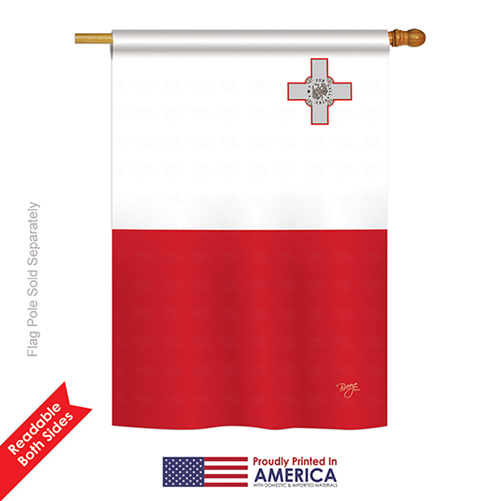 08374 Malta 2-Sided Vertical Impression House Flag - 28 x 40 in.