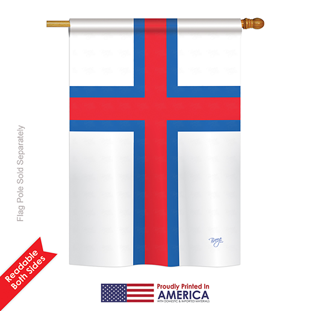 08376 Faroe Islands 2-Sided Vertical Impression House Flag - 28 x 40 in.
