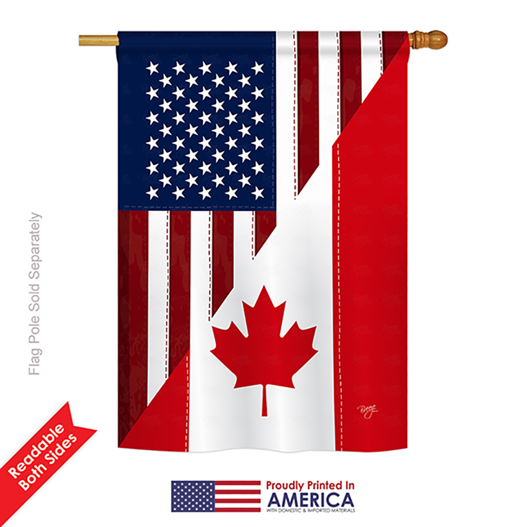 08190 US Canada Friendship 2-Sided Vertical Impression House Flag - 28 x 40 in.