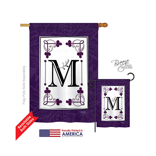 30013 Classic M Monogram 2-Sided Vertical Impression House Flag - 28 x 40 in.