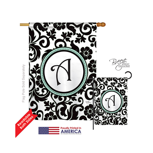 30053 Damask A Monogram 2-Sided Vertical Impression House Flag