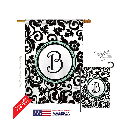 30054 Damask B Monogram 2-Sided Vertical Impression House Flag - 28 x 40 in.