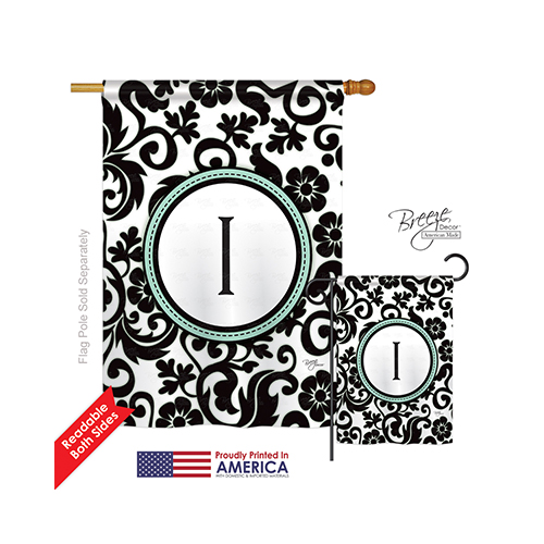 30061 Damask I Monogram 2-Sided Vertical Impression House Flag - 28 x 40 in.