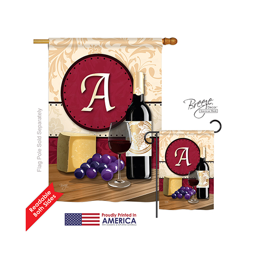 30209 Wine A Monogram 2-Sided Vertical Impression House Flag