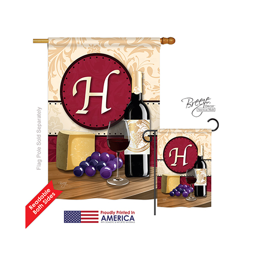 30216 Wine H Monogram 2-Sided Vertical Impression House Flag