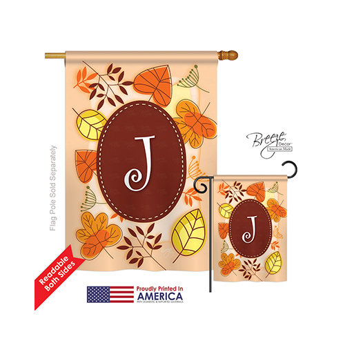 30036 Autumn J Monogram 2-Sided Vertical Impression House Flag 28 x 40 in.