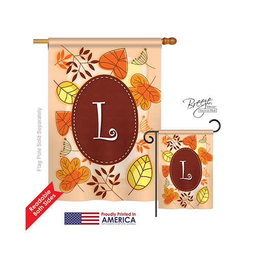 30038 Autumn L Monogram 2-Sided Vertical Impression House Flag