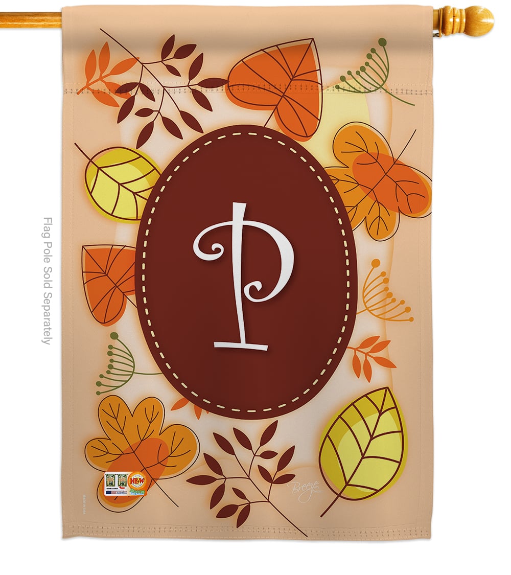 30042 Autumn P Monogram 2-Sided Vertical Impression House Flag - 28 x 40 in.