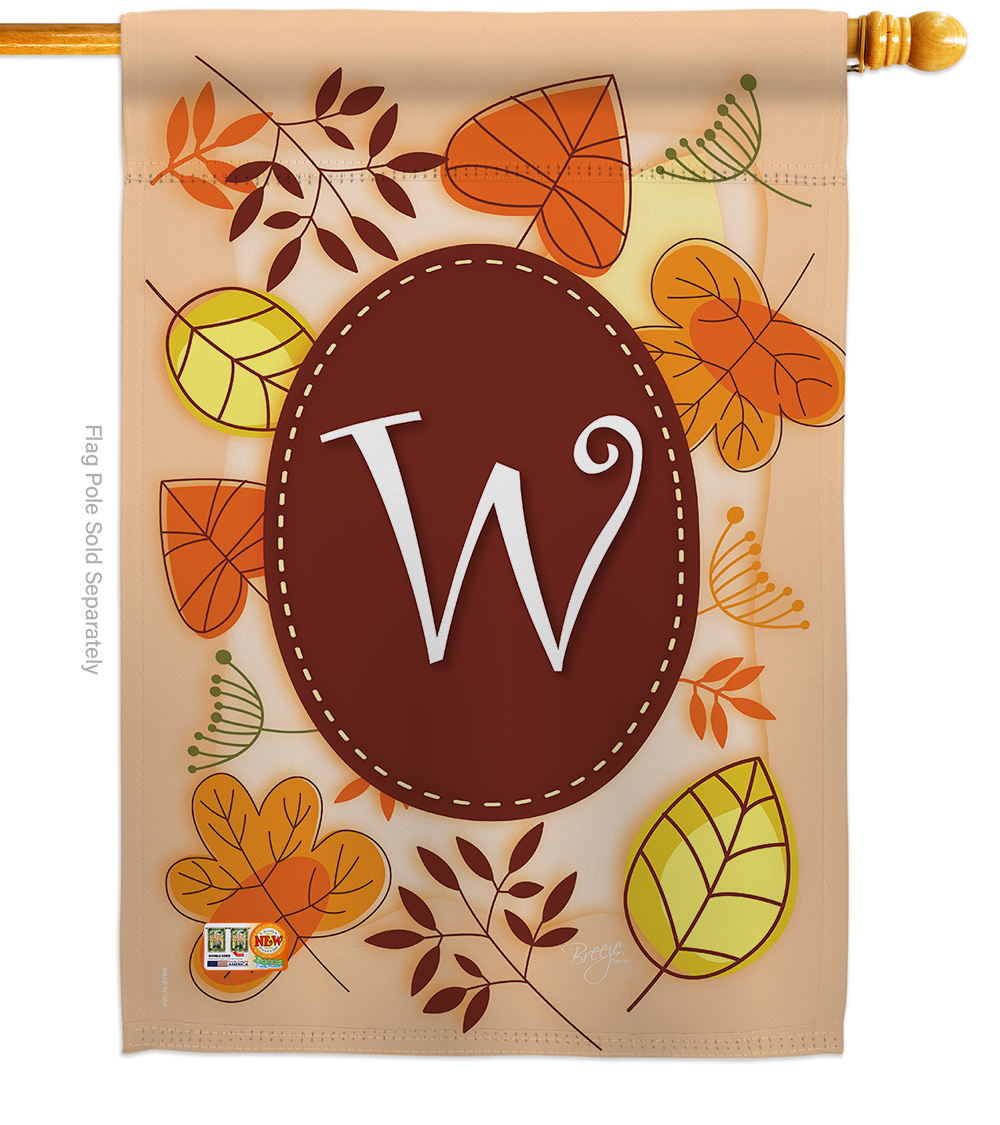 30049 Autumn W Monogram 2-Sided Vertical Impression House Flag - 28 x 40 in.