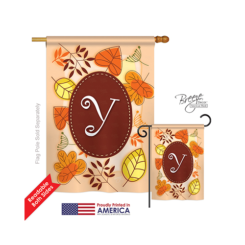 30051 Autumn Y Monogram 2-Sided Vertical Impression House Flag - 28 x 40 in.
