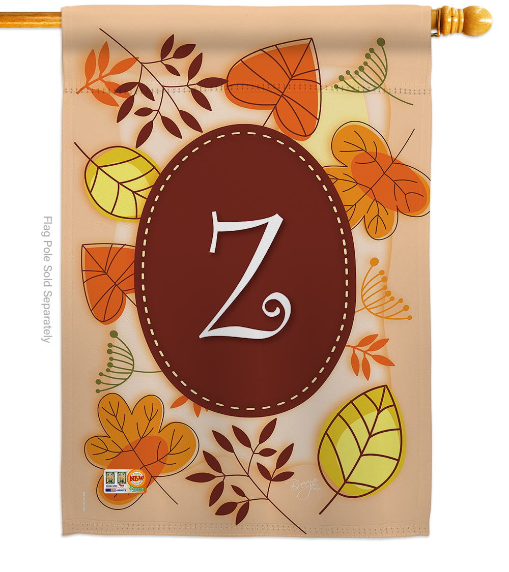 30052 Autumn Z Monogram 2-Sided Vertical Impression House Flag - 28 x 40 in.