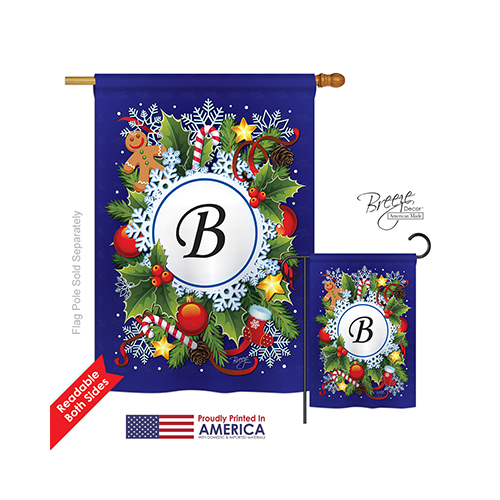 30080 Winter B Monogram 2-Sided Vertical Impression House Flag 28 x 40 in.