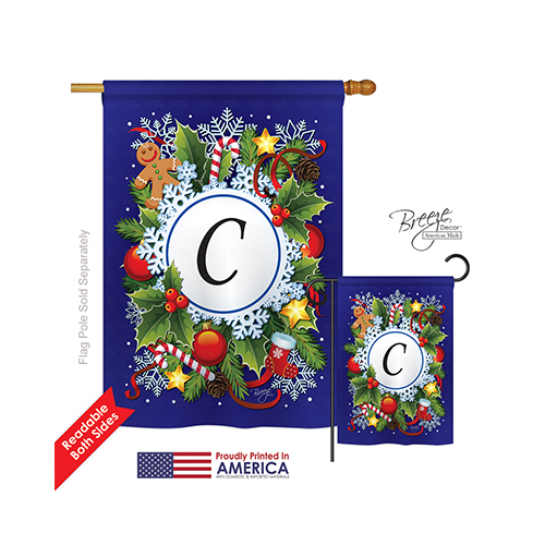 30081 Winter C Monogram 2-Sided Vertical Impression House Flag - 28 x 40 in.