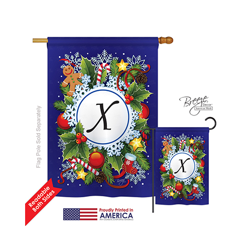 30102 Winter X Monogram 2-Sided Vertical Impression House Flag - 28 x 40 in.