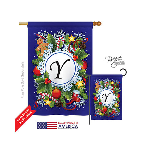 30103 Winter Y Monogram 2-Sided Vertical Impression House Flag 28 x 40 in.