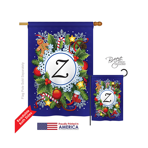 30104 Winter Z Monogram 2-Sided Vertical Impression House Flag - 28 x 40 in.