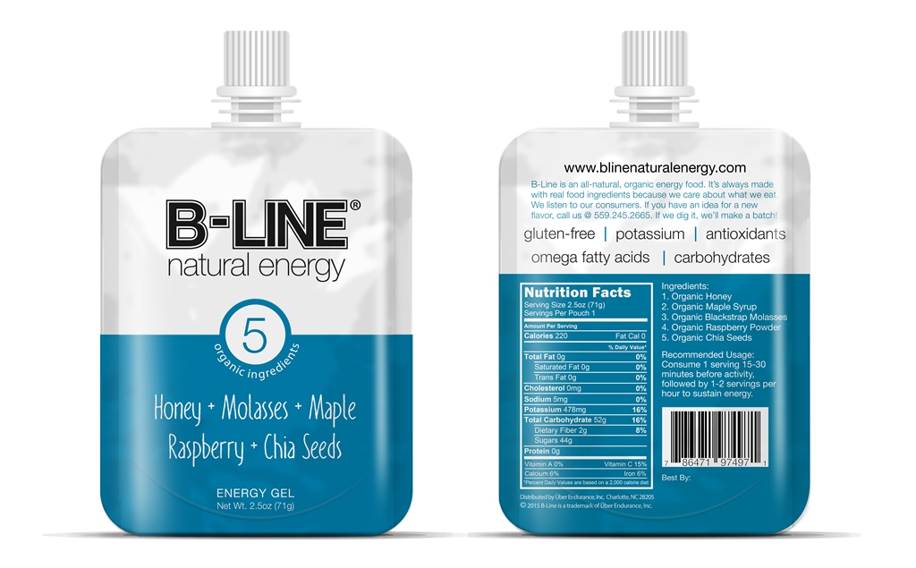 Picture of B-LINE Natural Energy HM4988 Honey&#44; Maple&#44; Molasses&#44; Raspberry & Chia Seeds Energy Gel - Pack of 5