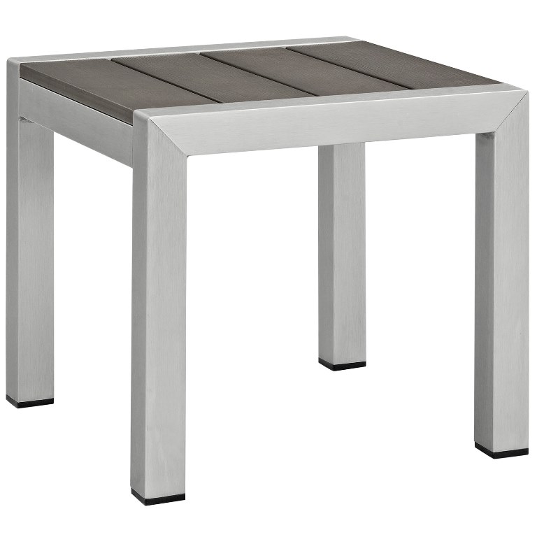 Modway EEI-2248-SLV-GRY Shore Outdoor Patio Aluminum Side Table, Silver & Gray