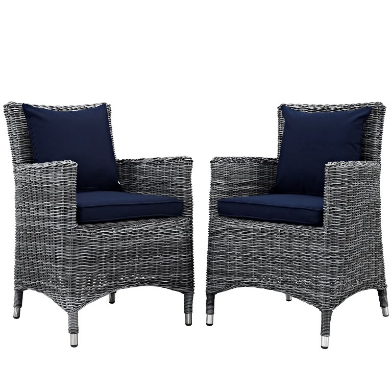 Modway EEI-2313-GRY-NAV-SET Summon Outdoor Patio Sunbrella Dining Set, Canvas Navy - 2 Piece