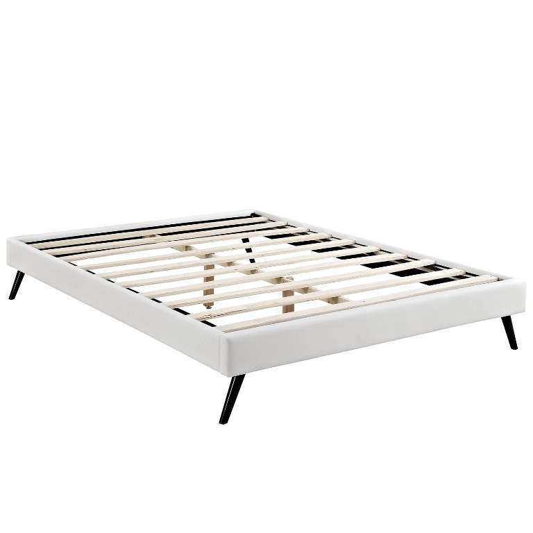 Modway MOD-5359-WHI Helen Full Vinyl Bed Frame with Round Splayed Legs, White