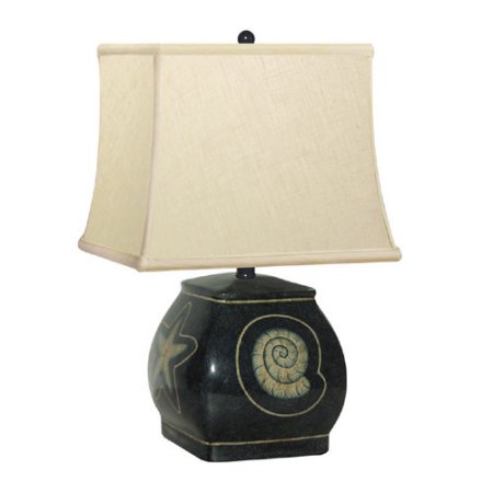 JB Hirsch Home Decor JB15485RSB9L 16 in. Hand Painted Quad Vase Shell Porcelain Accent Table Lamp with 9 in.Retro Square Bell off White Linen Shade -  STRENGTH OF HOPE