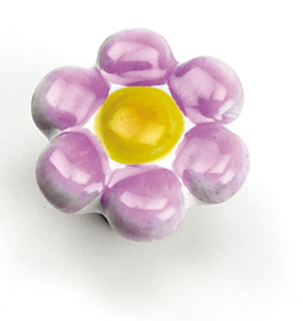 1.5 in. Purple & Yellow Flower Knob
