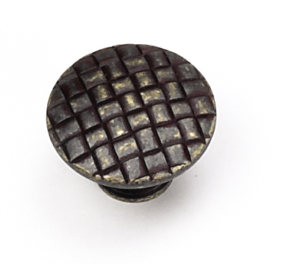 1.25 in. Cross Hatch Knob - Weathered Antique Bronze