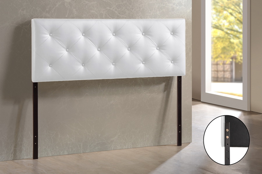 BBT6431-White-HB-Queen Baltimore Modern & Contemporary Queen White Faux Leather Upholstered Headboard - 22.5 x 61.5 x 3.15 in.