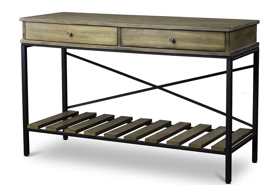 Picture of Baxton Studio YLX-0003-AT Newcastle Wood & Metal Criss-Cross Console Table - 30 x 47.25 x 18 in.