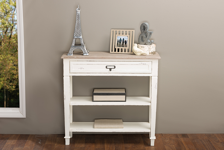 Picture of Baxton Studio CHR10VM-M B-C Dauphine Traditional French Accent Console Table with 1 Drawer - 29.8 x 31.5 x 10 in.